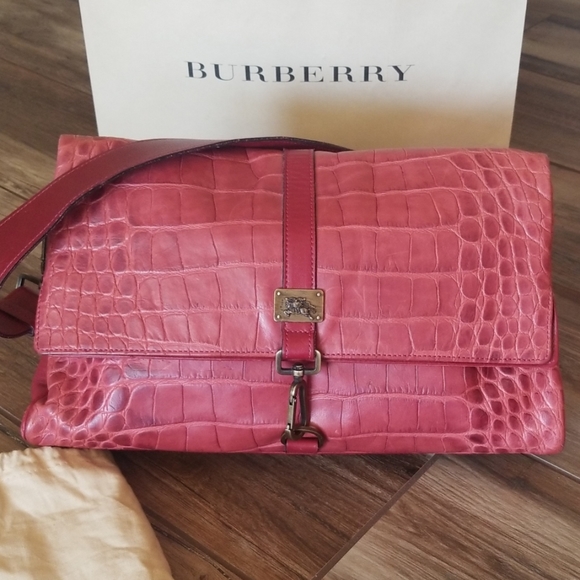 Burberry Handbags - 👜BURBERRY Croc Embossed Fold Over Handbag